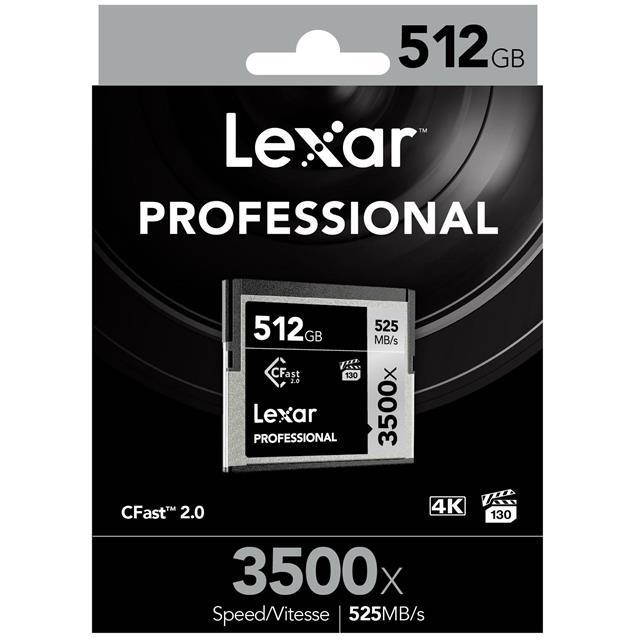 Lexar 512GB Professional 3500x CFast 2.0 Memory Card for 4K Video Cameras