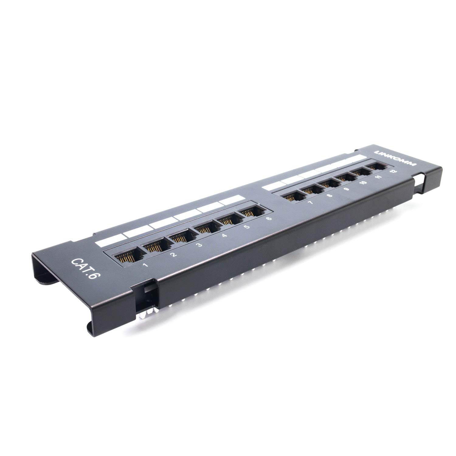 LINKOMM UL Listed RJ45 Cat6 12-Port UTP Unshielded Patch Panel with 89D Mounting Bracket/Vertical Mini Patch Panel