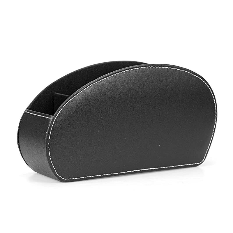 Remote Control Holder with 5 Compartments Black TV Remote Caddy Desktop Organizer for TV DVD BluRay Media Player Heater Controllers