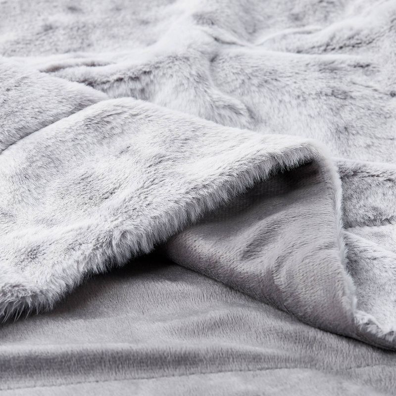 60"x70" Faux Fur Throw Blanket Light Gray - Yorkshire Home