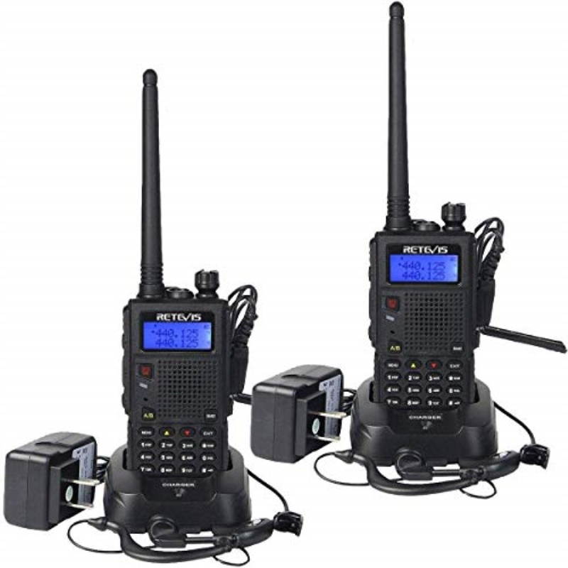 Retevis RT5 Dual Band Two Way Radio 7W 136-174/400-520MHz FM Scan VOX Car Charging Function Ham Amateur Radio(Back,2 Pack)with Programming Cable