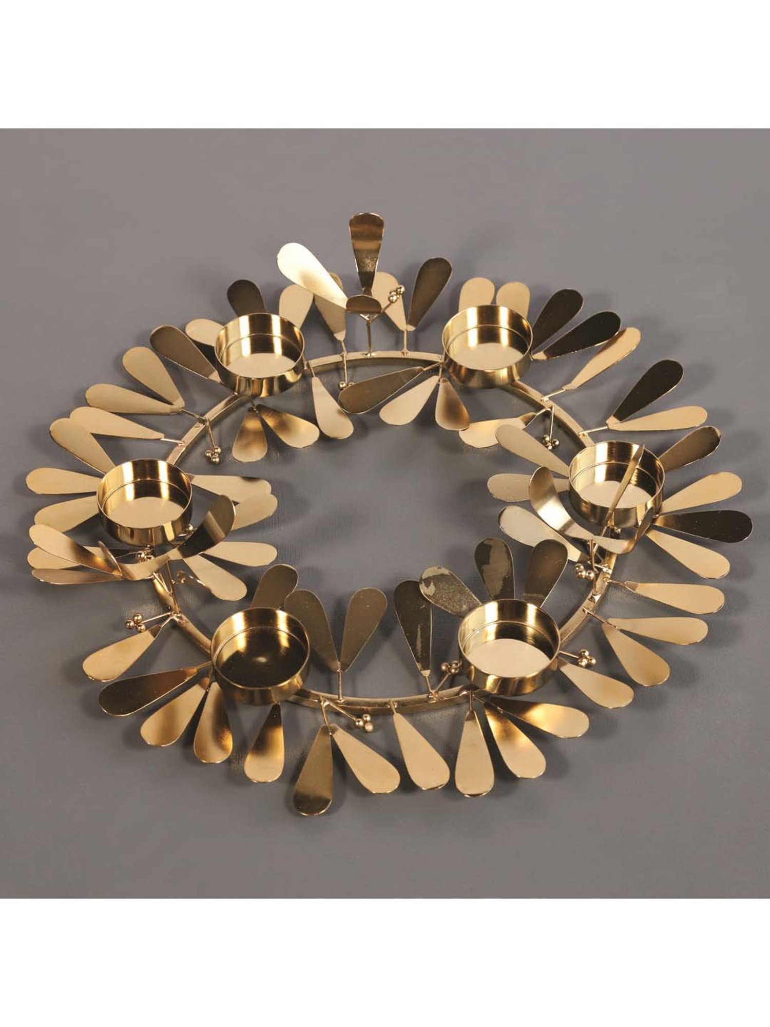 ICRAFT 'Alu' Golden Aluminium 6-In-1 Tea Light With Wreath