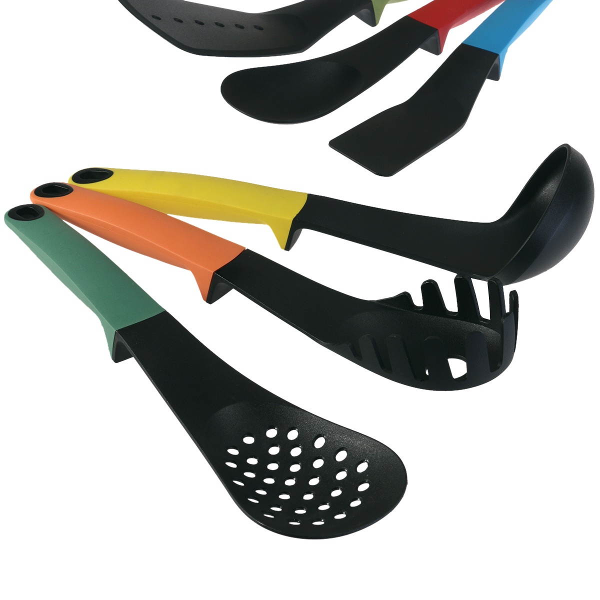 6-in-1 Non-stick Heat Resistant Nylon Soup Ladle Spoon Spatula Spaghetti Server Rice Paddle Kitchen Utensils Set (Random Color)