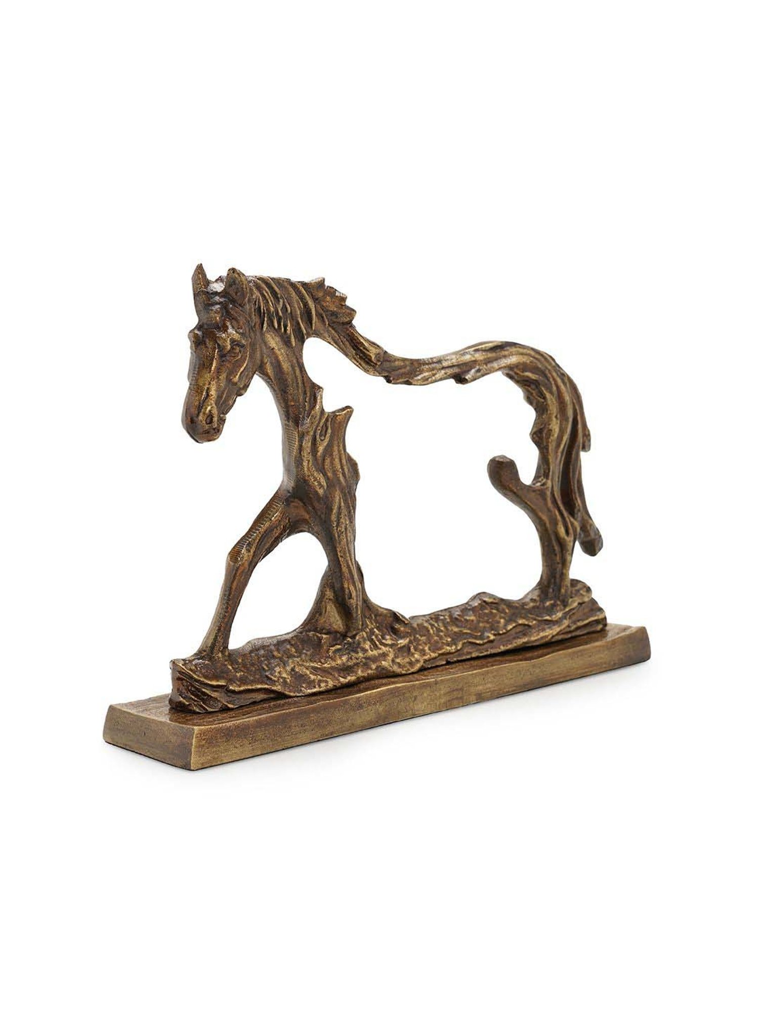 Pure Home and Living Brown Aluminium Antique Horse Figurine