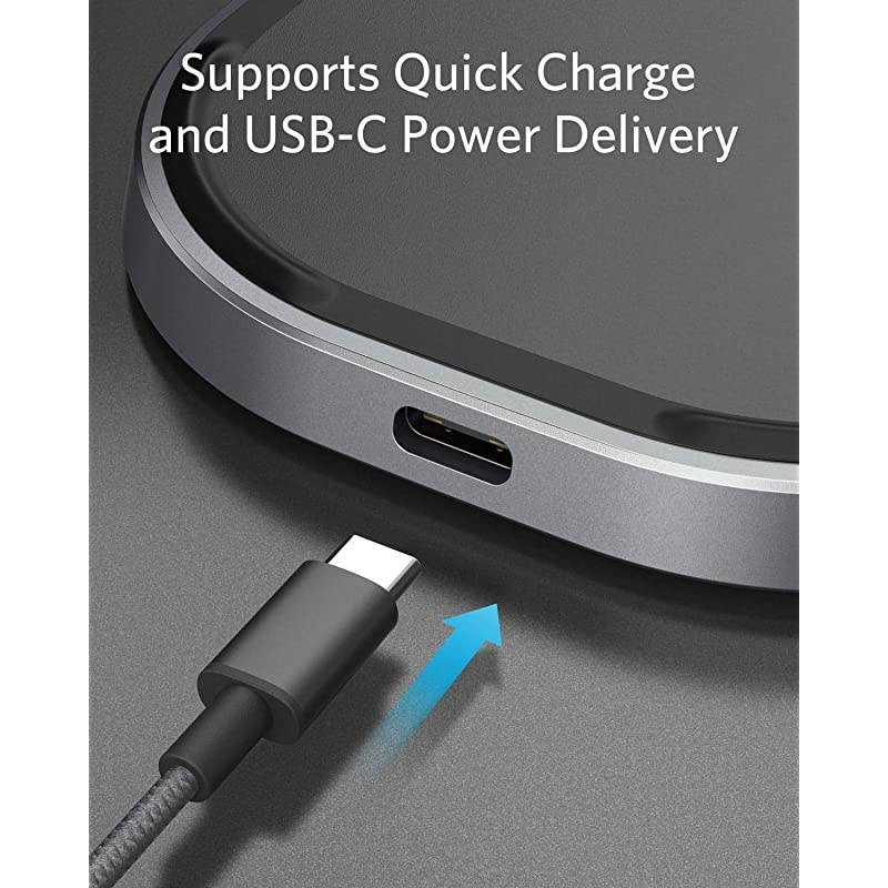 Wireless Charger with USBC 15W Metal Fast Wireless Charging Pad QiCertified 75W Fast Charge iPhone XSXS MaxXRX88 Plus 10W for Galaxy S9S9+S8Note 9 PowerWave 15 PadNo AC Adapter