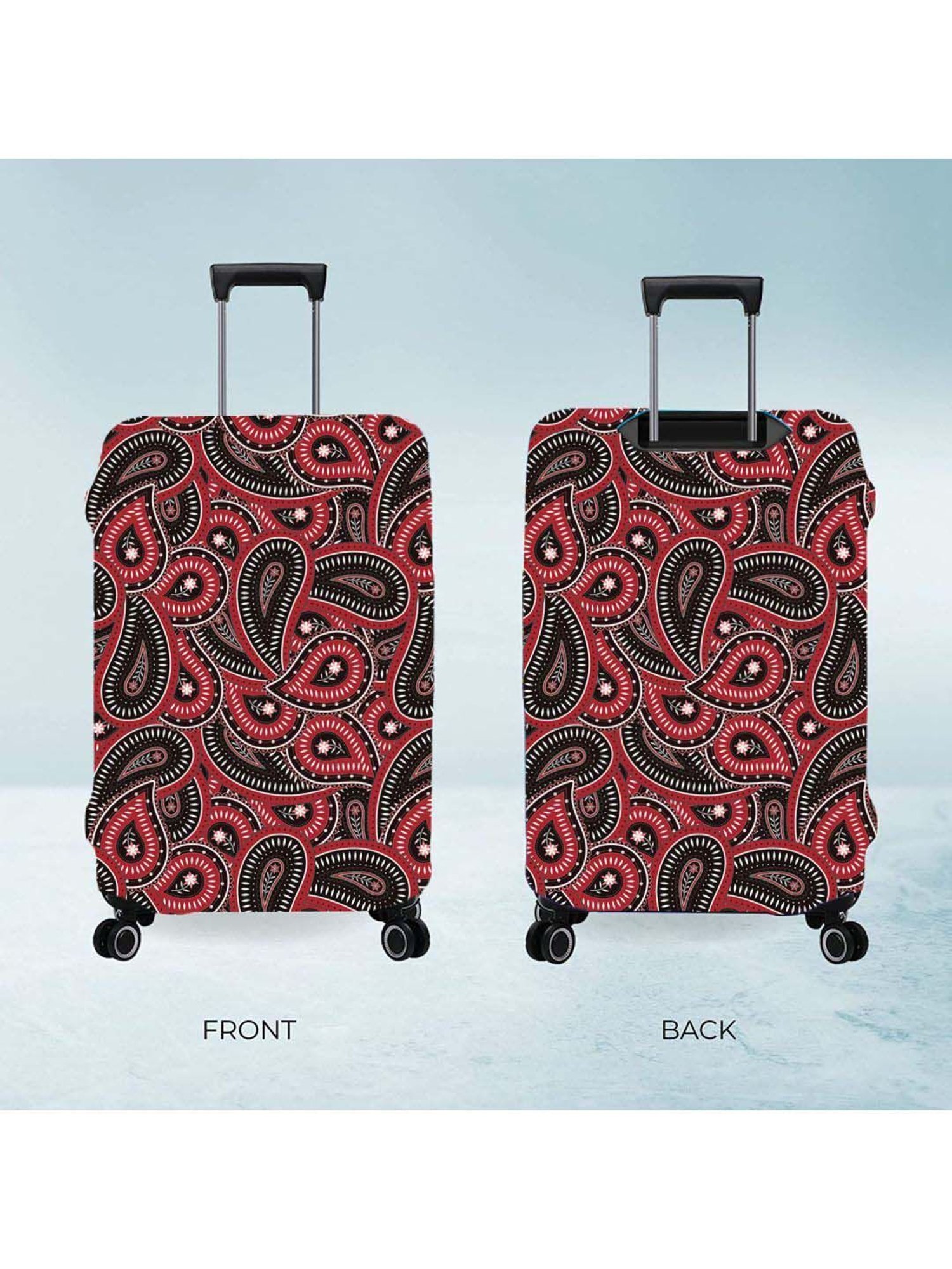 Nasher Miles Polyester 75 cm (28 Inch) Large Protective Luggage Cover - Maroon Paisley Design
