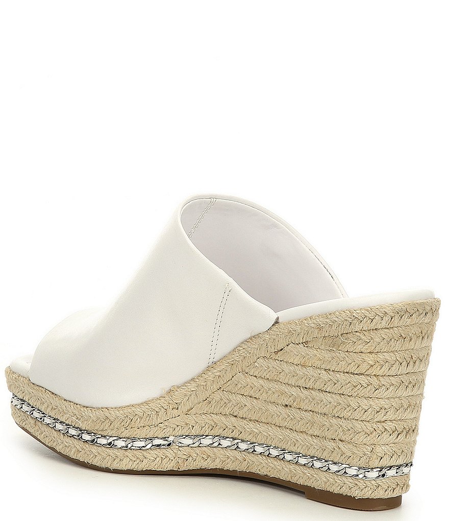 KARL LAGERFELD PARIS Corissa Leather Platform Wedge Espadrilles