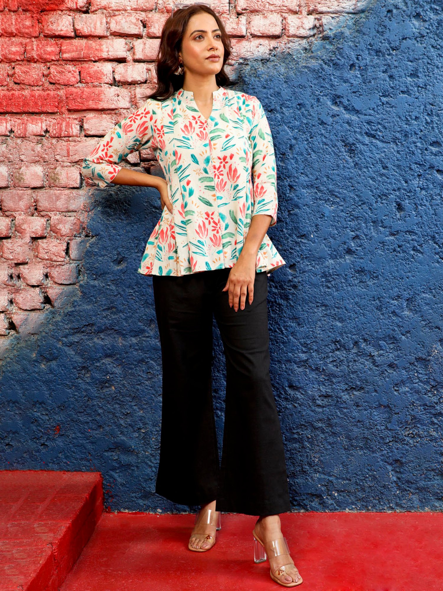 Jaipur Kurti Beige Cotton Printed Top