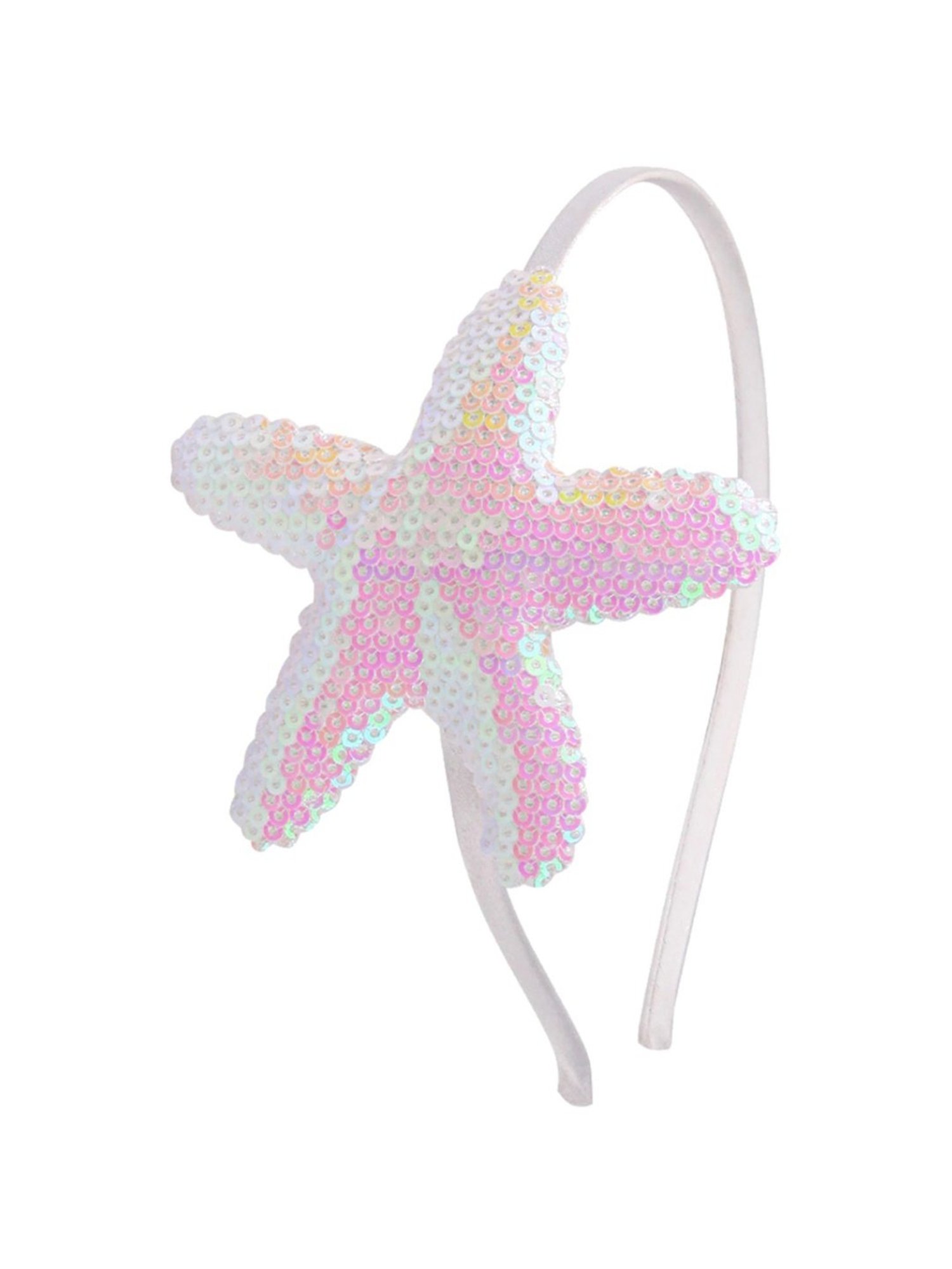 OOMPH White Pink Shimmer Sequence Starfish Hair Band