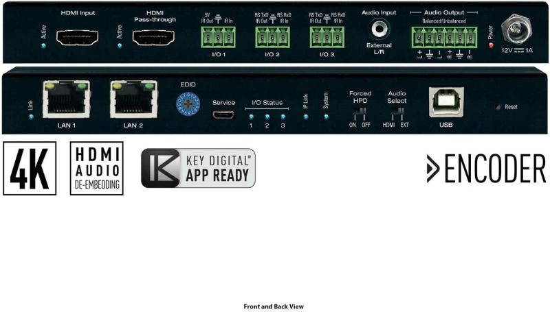 Key Digital KD-IP1022ENC 4K UHD AV Over IP Encoder with Independent Video/Audio/KVM/USB Routing
