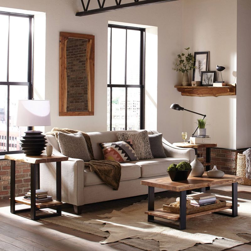 Alpine Live Edge Wood Coffee Table Natural - Alaterre Furniture