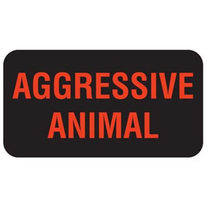 Aggressive Animal 1-5/8" x 7/8" Black Fl-Red Print Label (Roll of 560)
