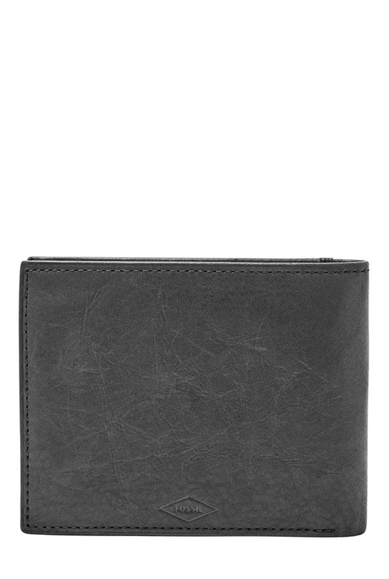 Fossil Black Solid Leather Bi-Fold Wallet