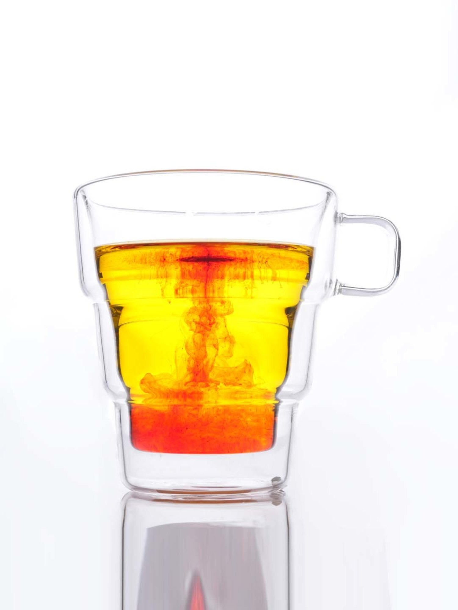 Femora Double Wall Transparent Glass Heat Resistant Coffee Mugs With Handle (0.25 L) - Set of 6