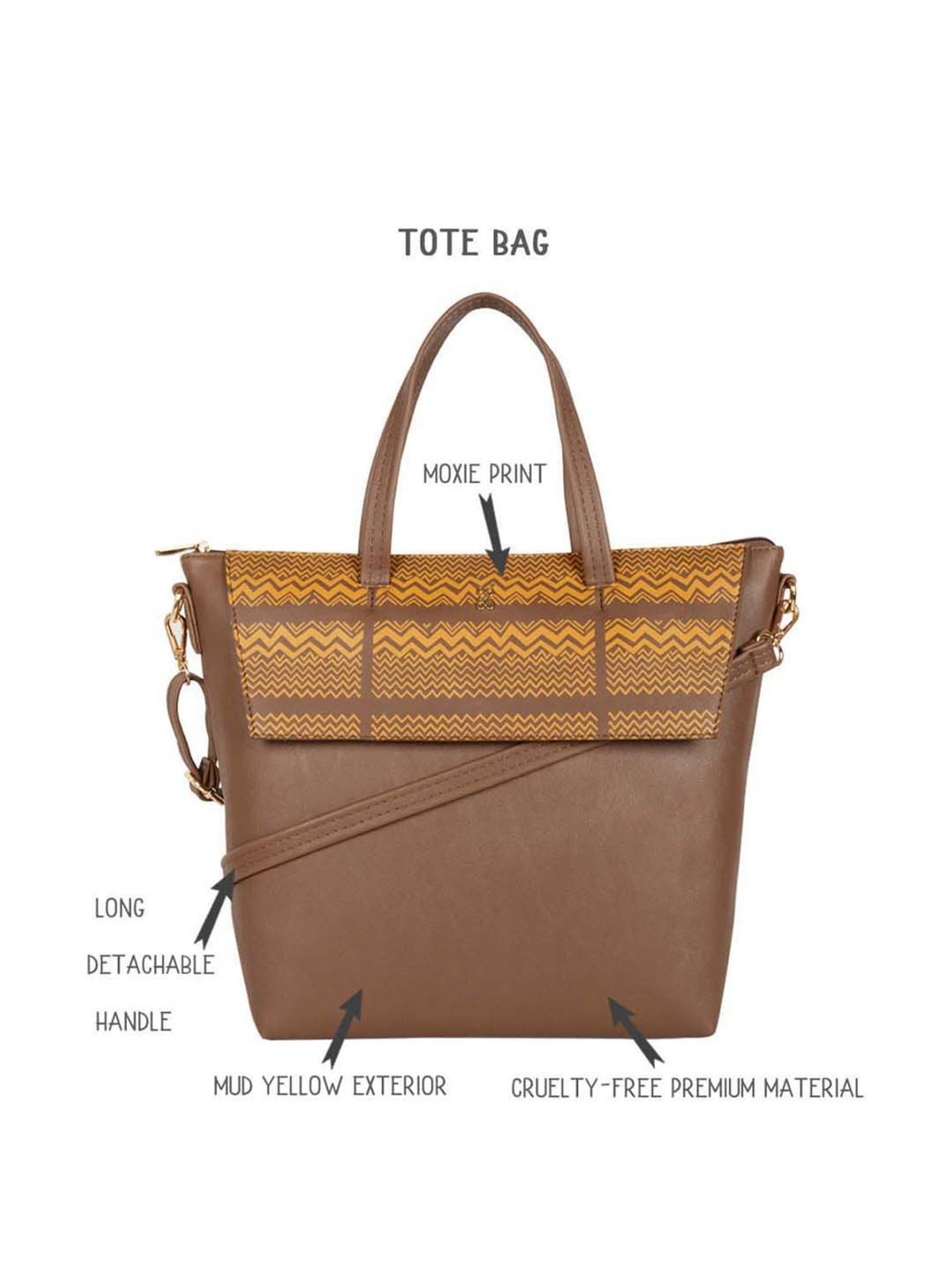 Baggit Brown Printed Medium Tote Handbag