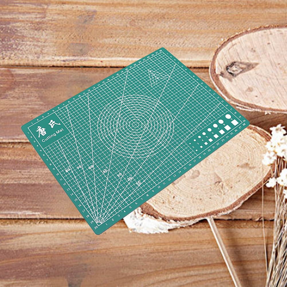 Double-sided PVC Cutting Mat Self-healing Cutting Pad Patchwork Cut Board for Manual DIY Cutting - Green (A4)