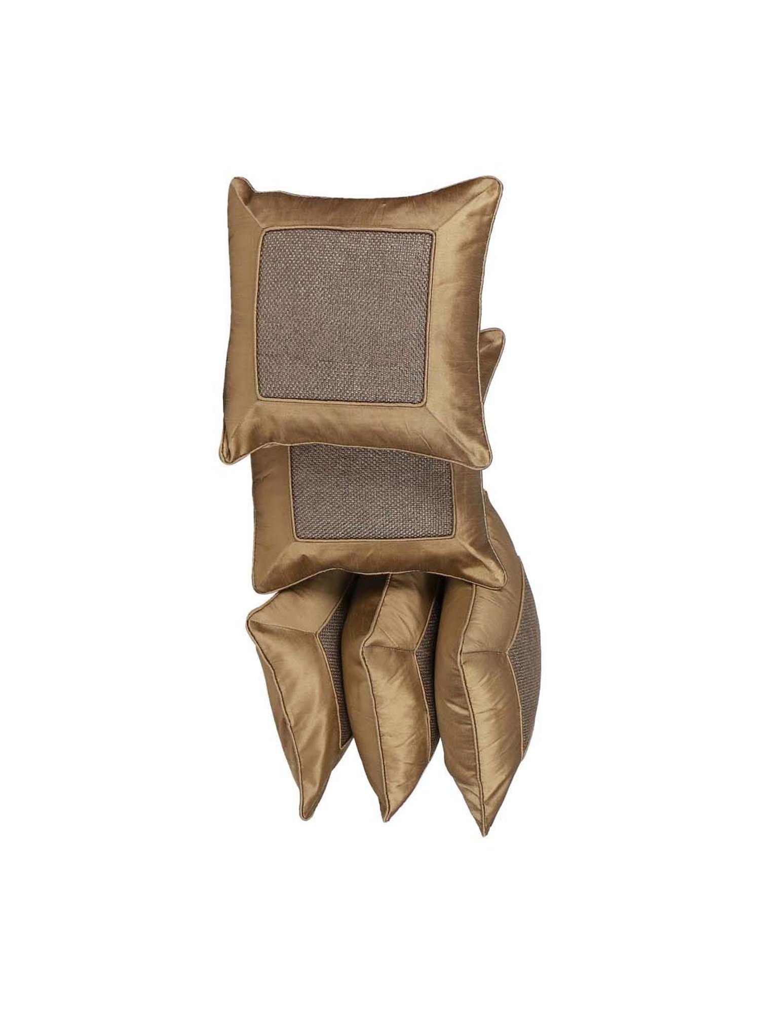 MFD HOME Furnishing Brown Jute Cushion Cover - Set of 5