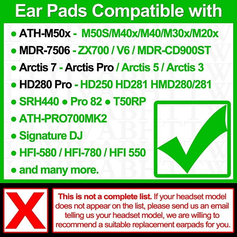 Ear Pads Compatible with ATHM50x M50 M40 Arctis 7 Arctis Pro ATHWS1100iS HD280 Pro SRH 440 MDR7506 V6 Headphone
