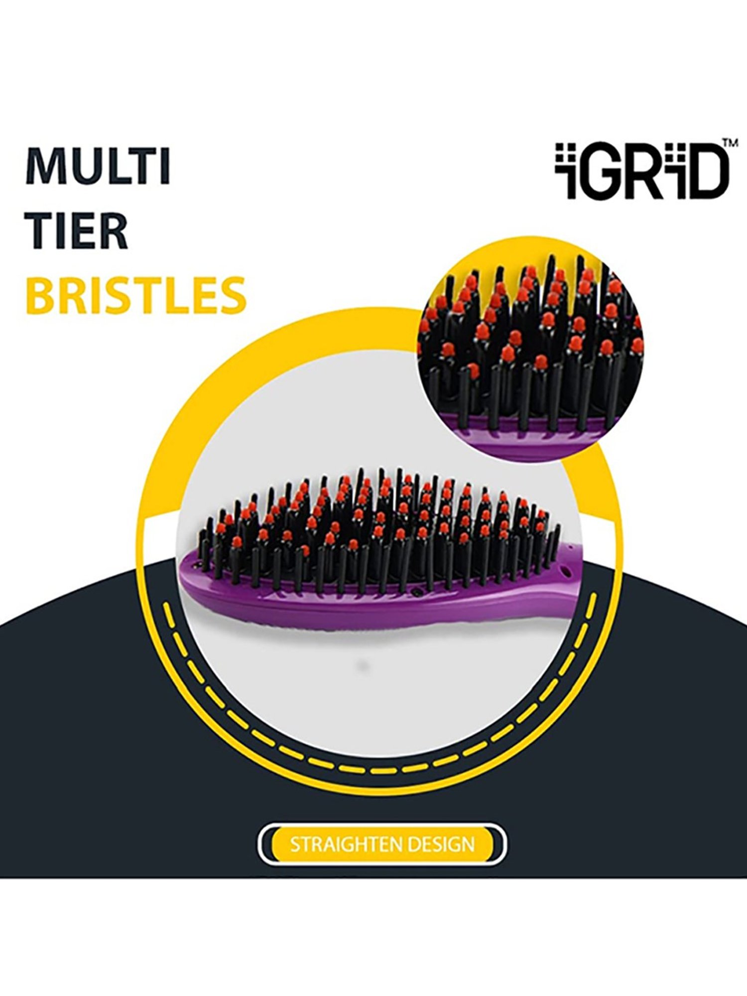 iGRiD IG-1099 Ionic Hair Straightener Brush with Ceramic Coating Plate (Purple)