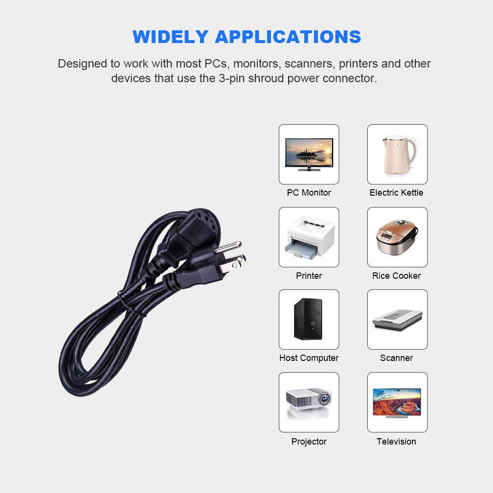 Audiophile AC Power Cable -  10AWG HiFi Power Cord 5FT