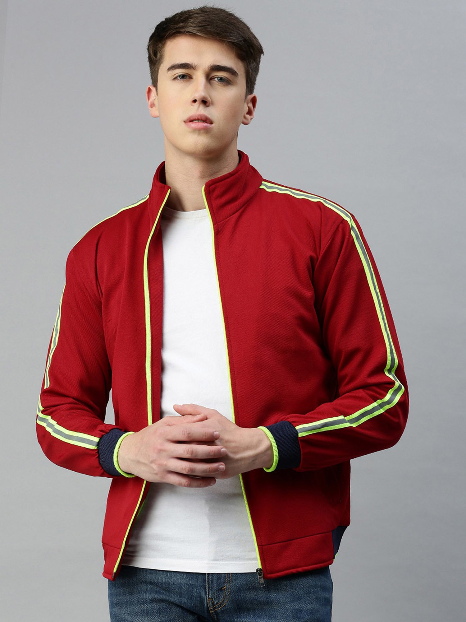 VOXATI Maroon Regular Fit High Neck Jacket