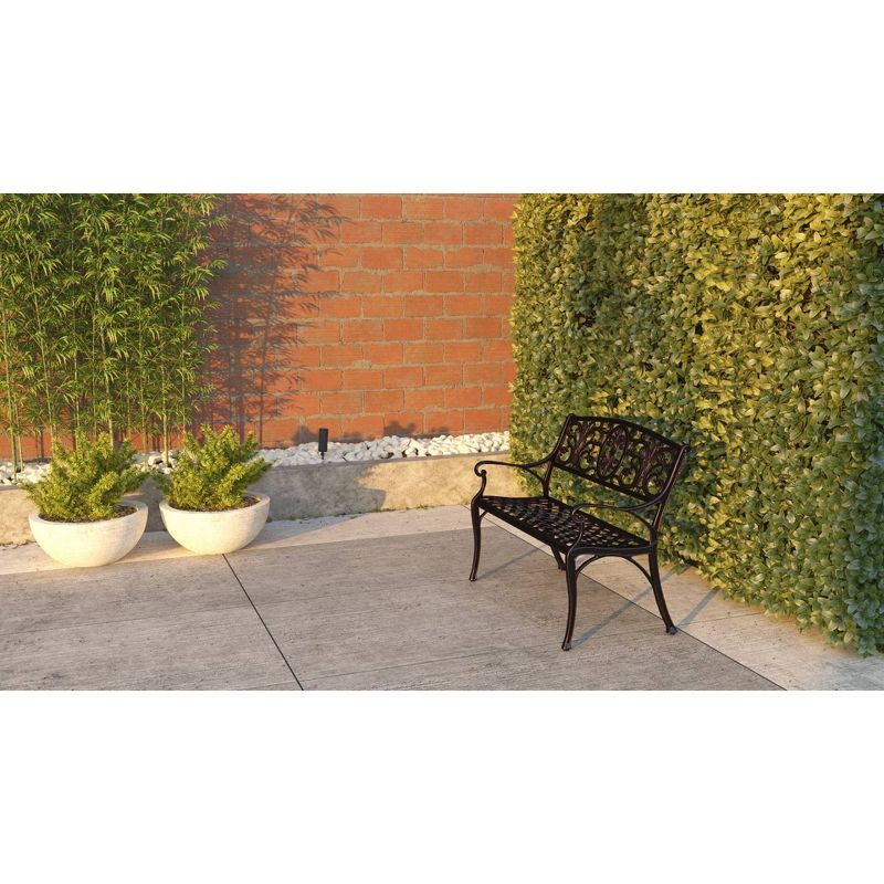 Decatur Aluminum Patio Bench - Antique Bronze - Balkene Home