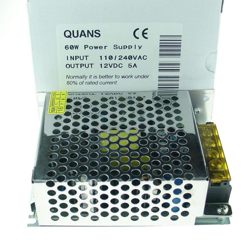 QUANS 110V to 12V DC 5A 60W Universal Regulated Switching Power Supply LED Lighting Strip CCTV