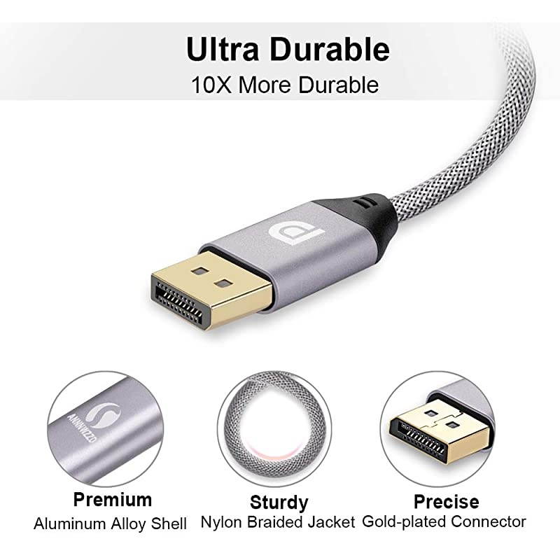 DP Cable 4K 60Hz,High Speed DisplayPort to DisplayPort HD Display Cable Compatible PC, Laptop, TV, DP to DP Cable Grey (1M / 3FT)