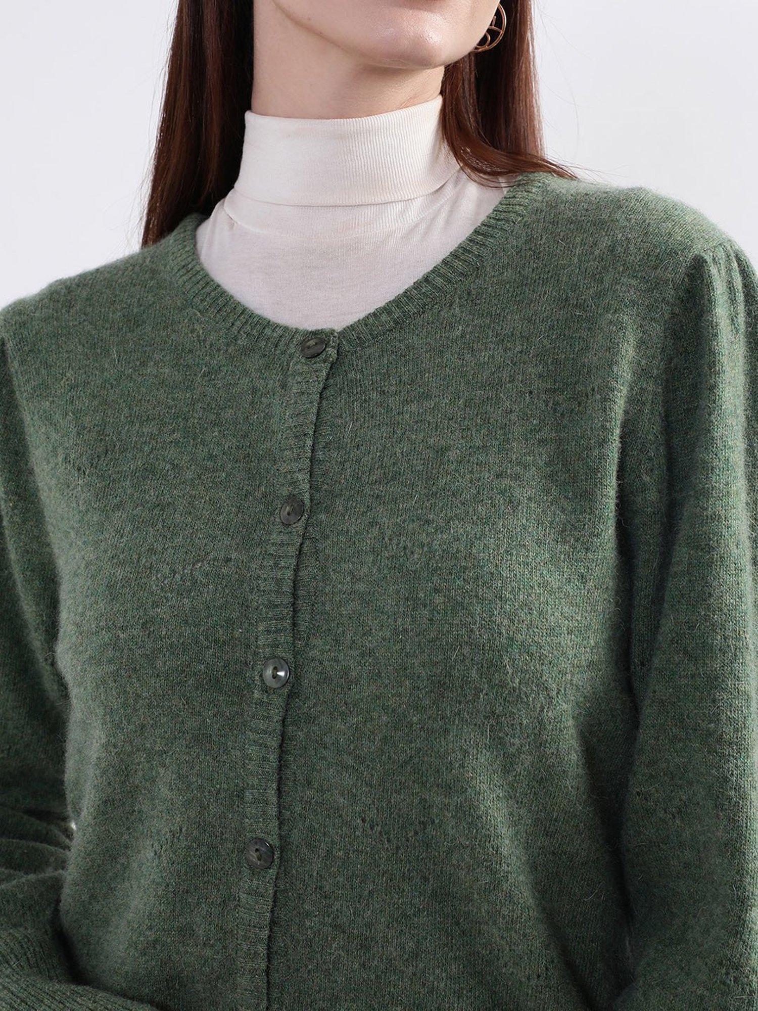 Rooted Green Wool Cardigan