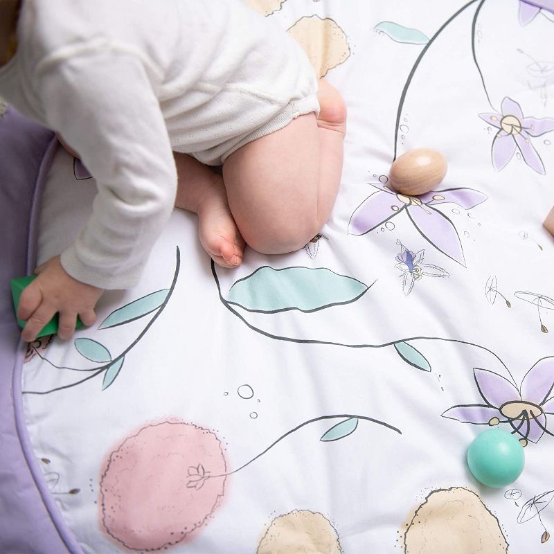JumpOff Jo - Round Baby Floor Mat for Tummy Time, Play, and More, 36" Diameter - Fairy Blossom