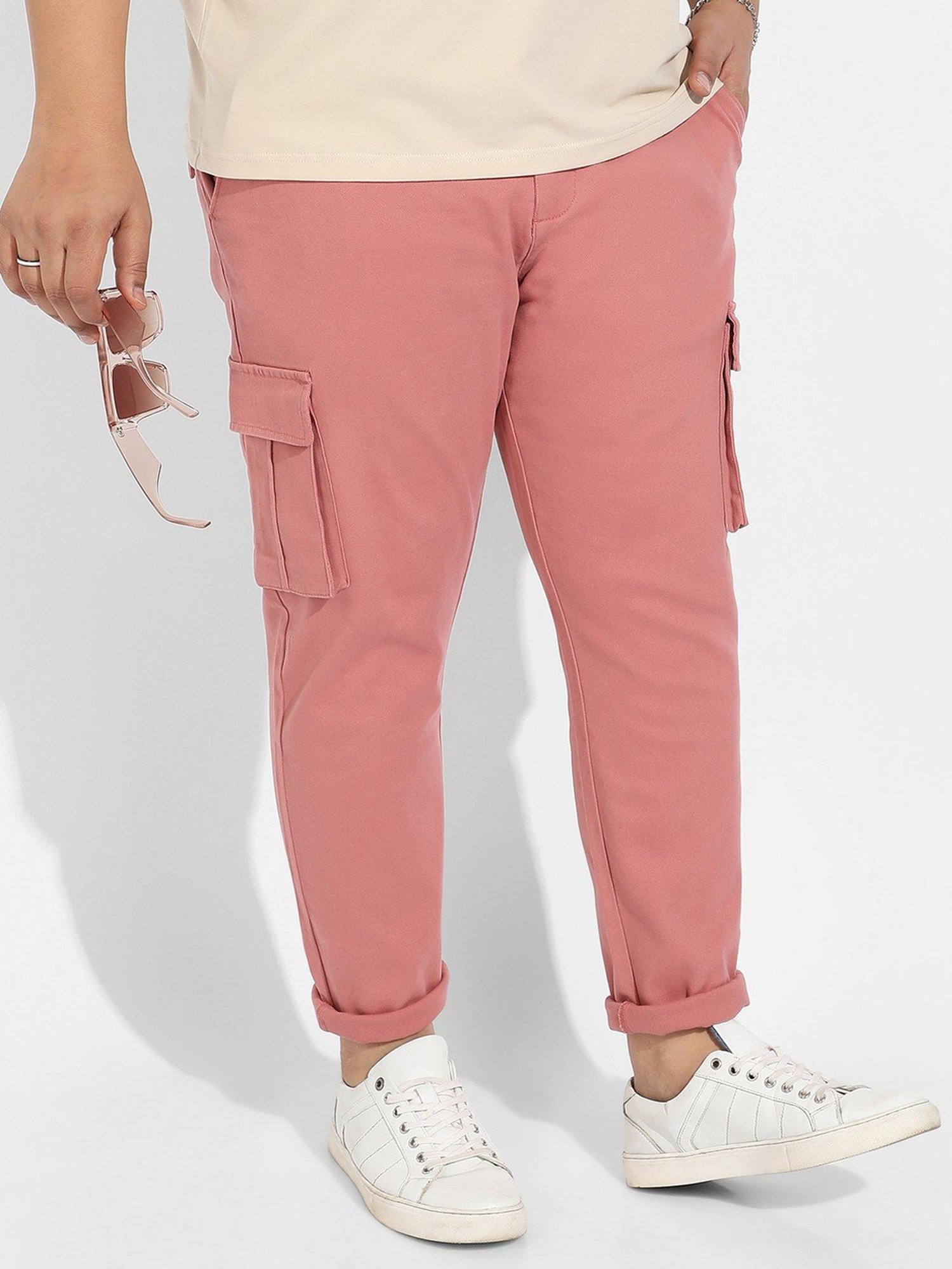 Instafab Plus Pink Regular fit Plus Size Cargos