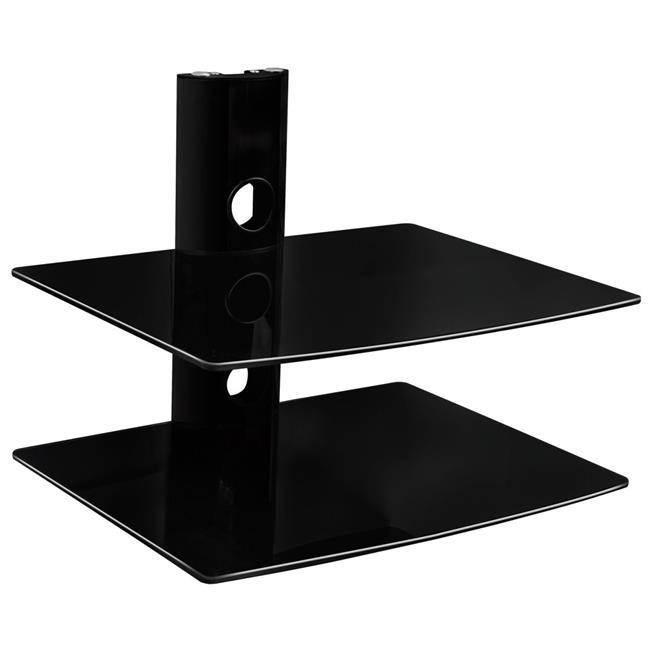 Mount-It! Floating Wall Mounted Shelf | 44 lbs Weight Capacity | 2 Shelves Tinted Tempered Glass | Black