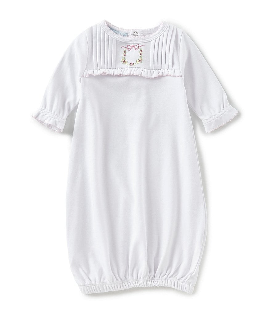 Feltman Brothers Baby Girls Newborn Floral Wreath Embroidered Gown