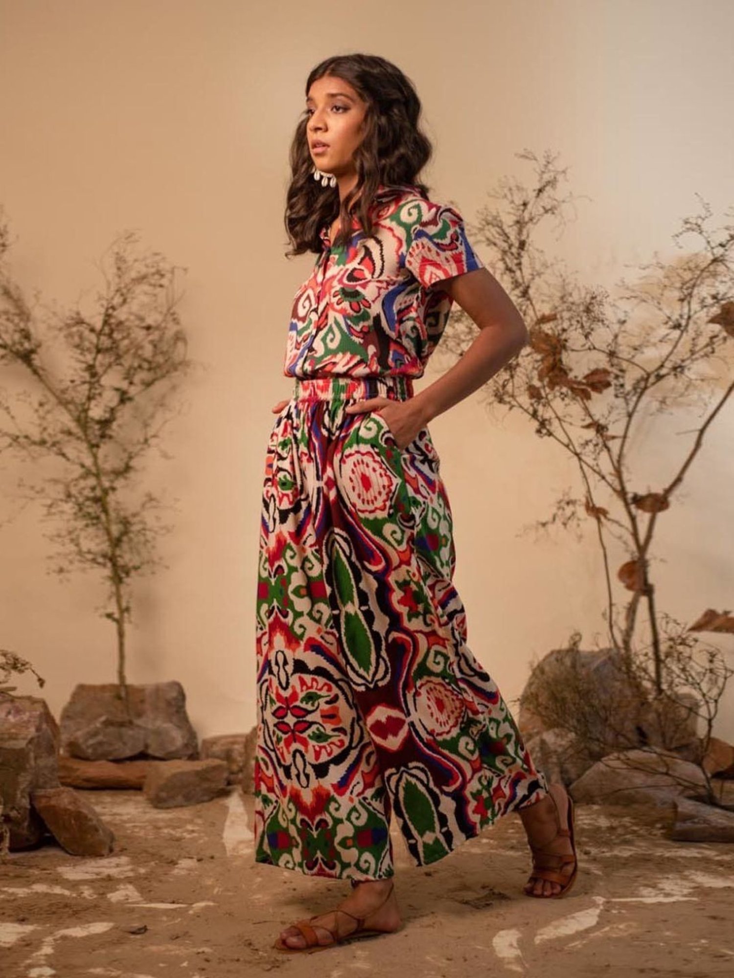 LABEL REYYA Multicolor Mosaic Printed Co-ord Set (Set Of 2)