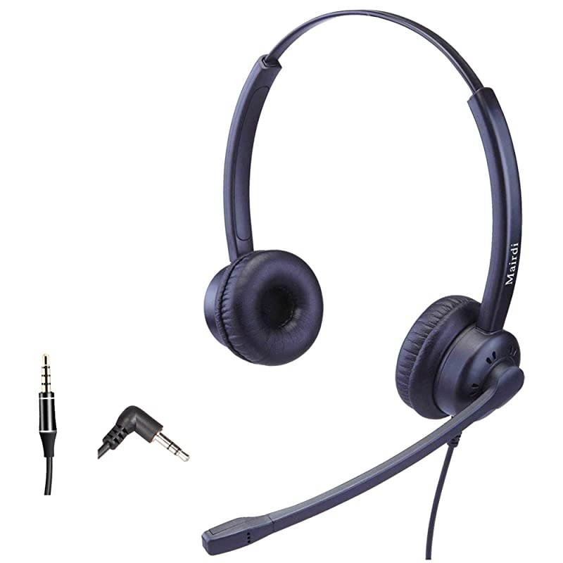 Telephone Headset with Noise Canceling Mic for Panasonic Including 35mm Connector for Cell Phone PC Laptop CallCenter Office Headset for Cisco Vtech Undiden Cordless DECT for Polycom