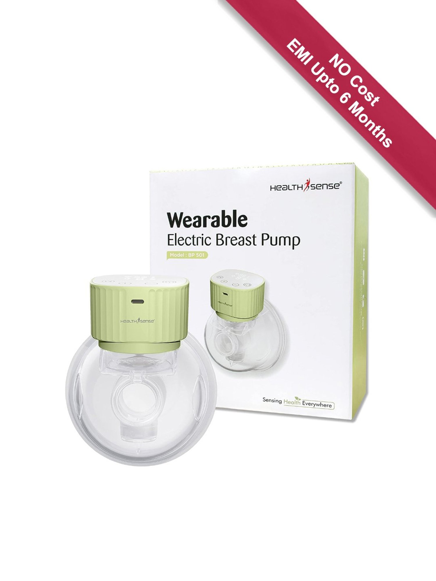 HealthSense BP 501 Wearable Electric Breast Pump with Touch Button (Green)