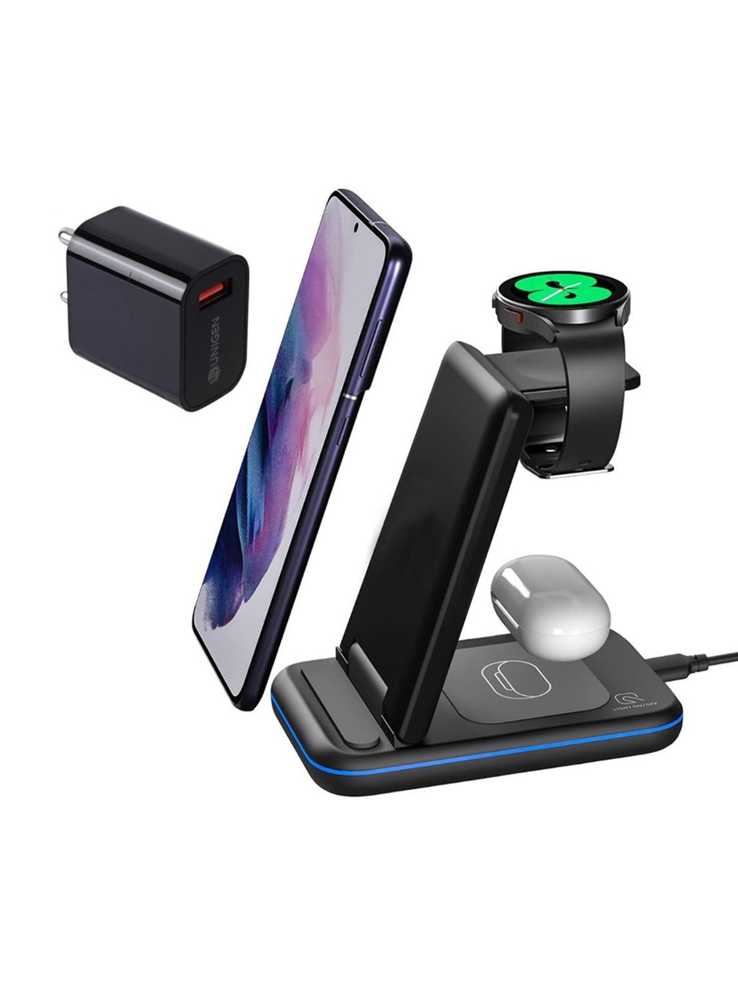 UNIGEN Unidock 350 23W Foldable Wireless Charging Station With QC 18W Adapter (Black)