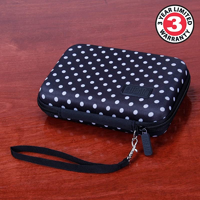 Travel Electronics Organizer 65 Inch Zipper Case with Hard Shell Case Exterior and Accessory Pocket Charger Organizer Accessory Organizer Cable Travel Organizer and More Polka Dot