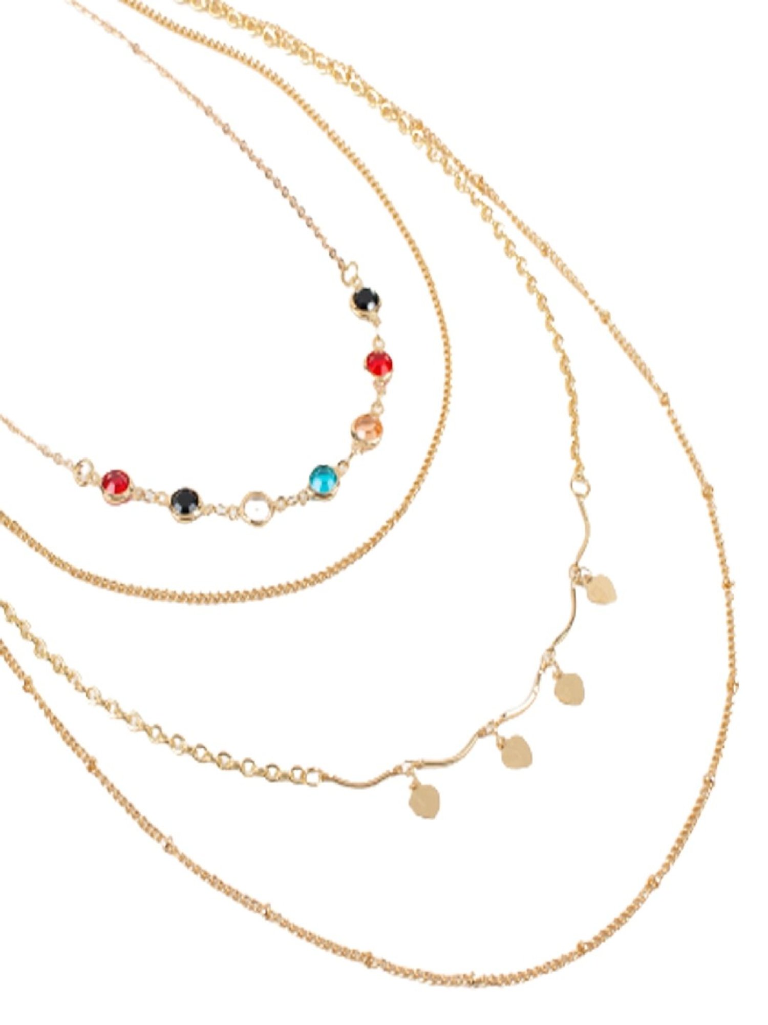 Jewelz Layered Chain Necklace With Fashionable Pendants for Girls & Women