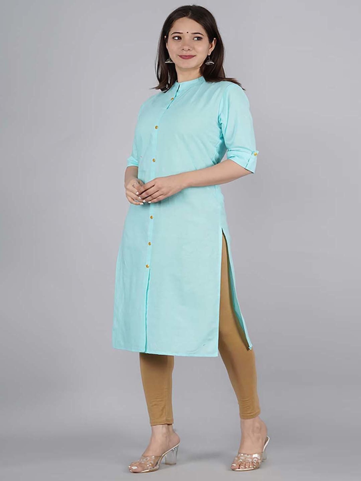 Kipek Blue Cotton Straight Kurta