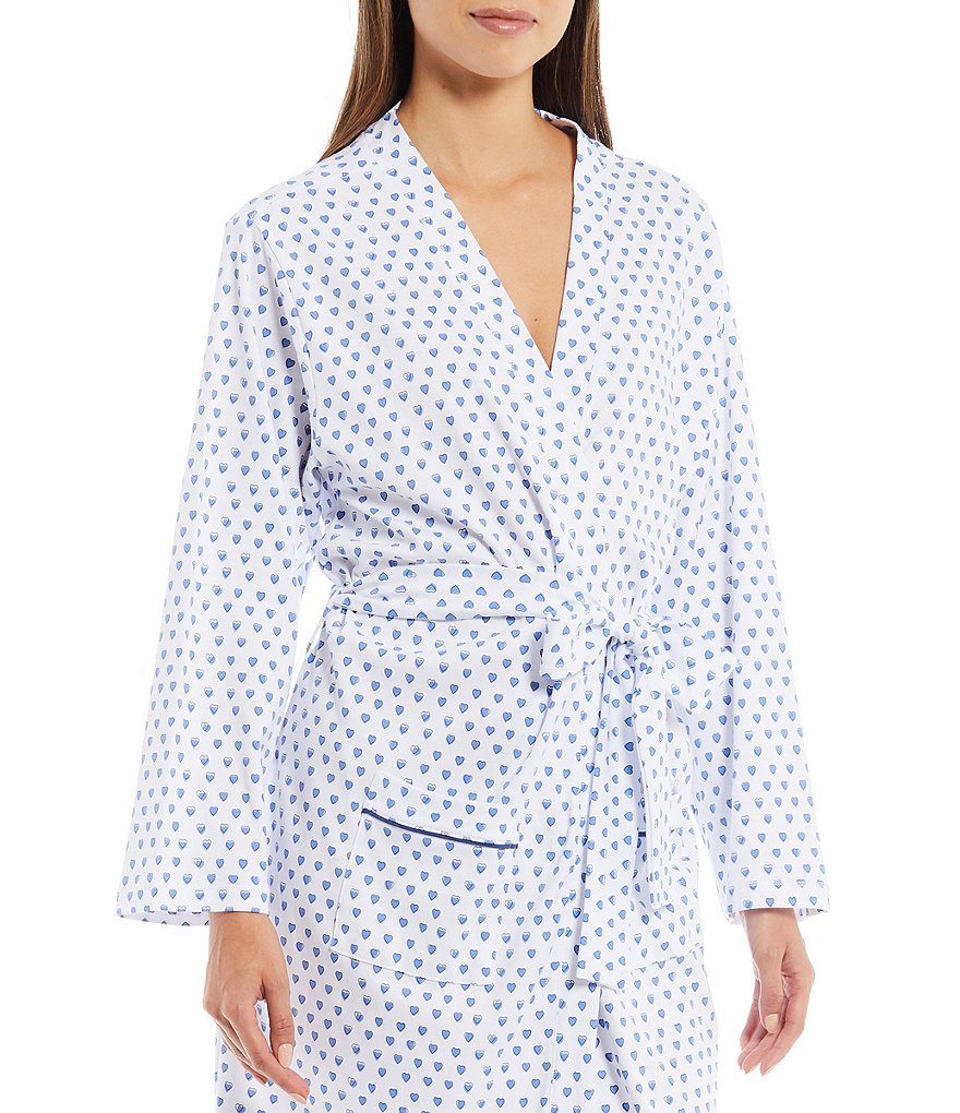 PJ Salvage Solid Ribbed Knit Long Wrap Robe