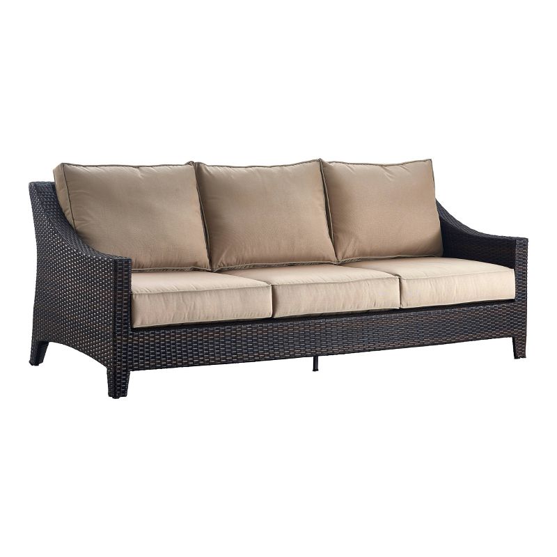 Tahoe Outdoor Three-Seater Sofa - Brown Wicker - Serta