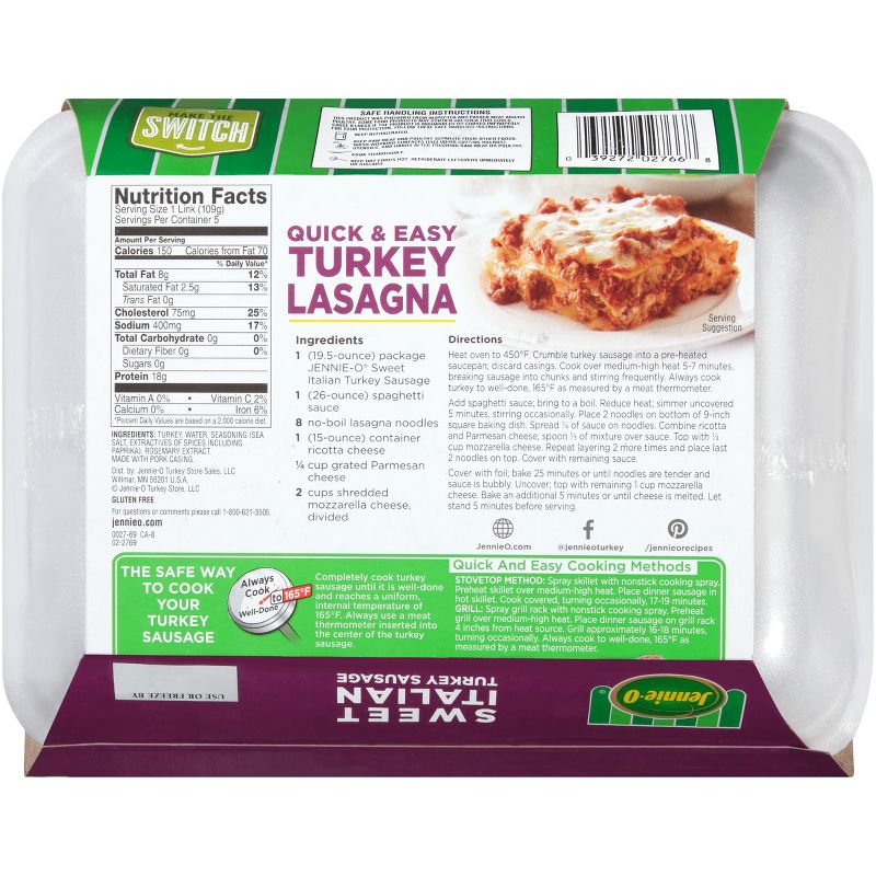 Jennie-O All-Natural Lean Sweet Italian Turkey Sausage - 19.5oz