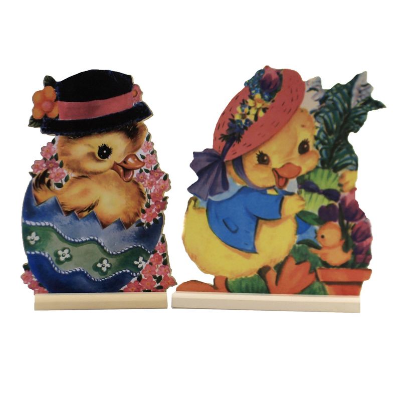 Easter 8.25" Chick Stand-Ups Egg Spring Flowers  -  Decorative Figurines