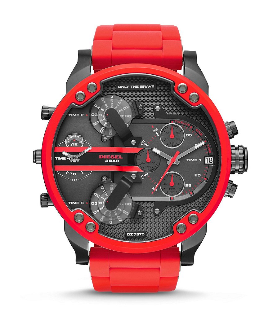 Diesel Mr Daddy 2.0 Silicone Strap Stainless Steel Multifunction Watch