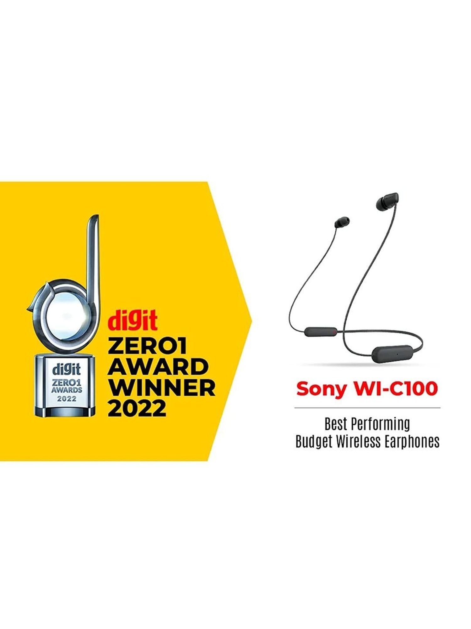 Sony WI-C100 Wireless Neckband with Customizable Equalizer for Deep Bass & 25 Hours Battery (Black)