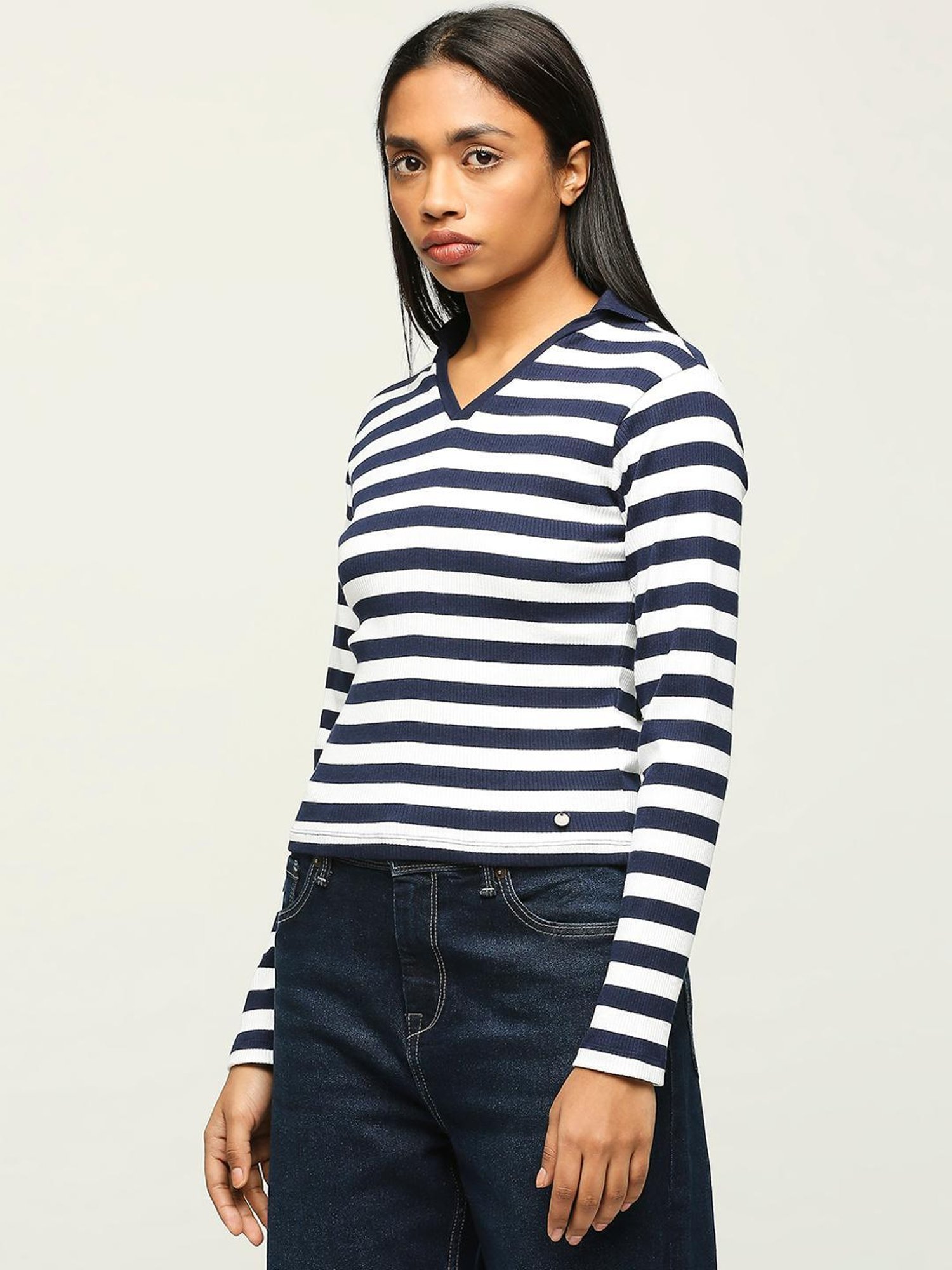 Pepe Jeans Navy & White Cotton Striped T-Shirt