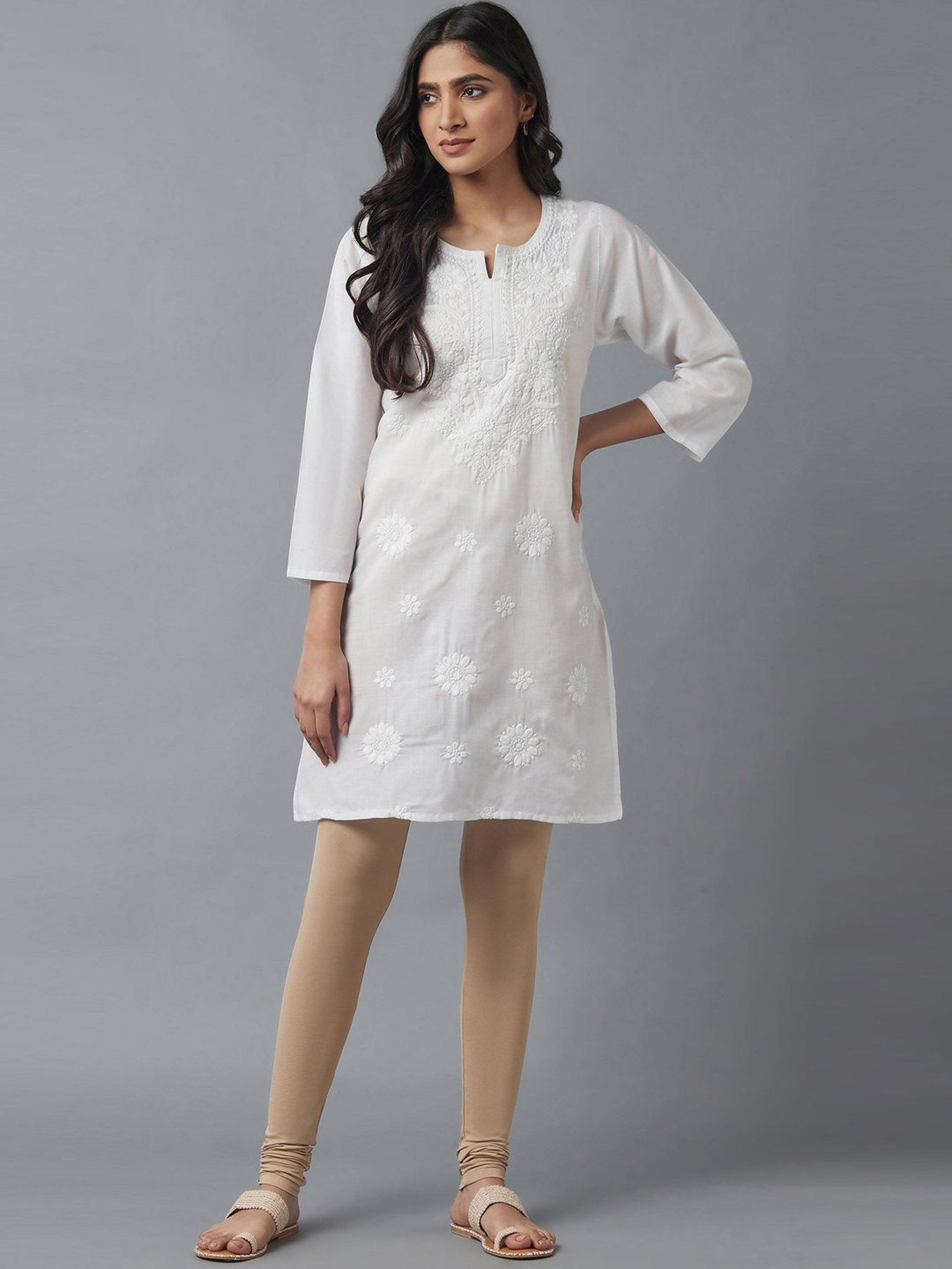 Elleven Beige Plain Churidar