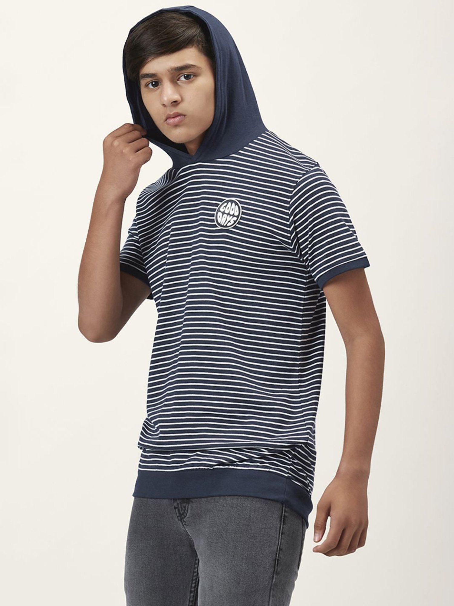 Coolsters by Pantaloons Kids Navy & White Cotton Striped T-Shirt