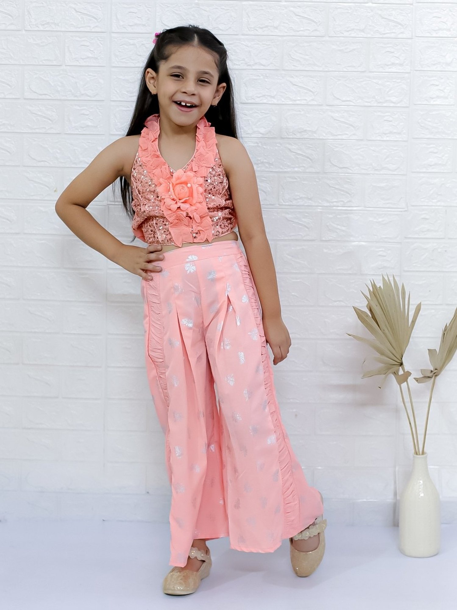 TWISHA Peach Sequence Clothing Set